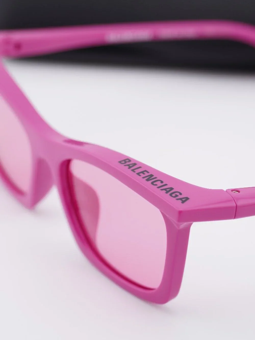 Balenciaga BB0099S 003 Rectangle Sunglasses - Violet / Pink